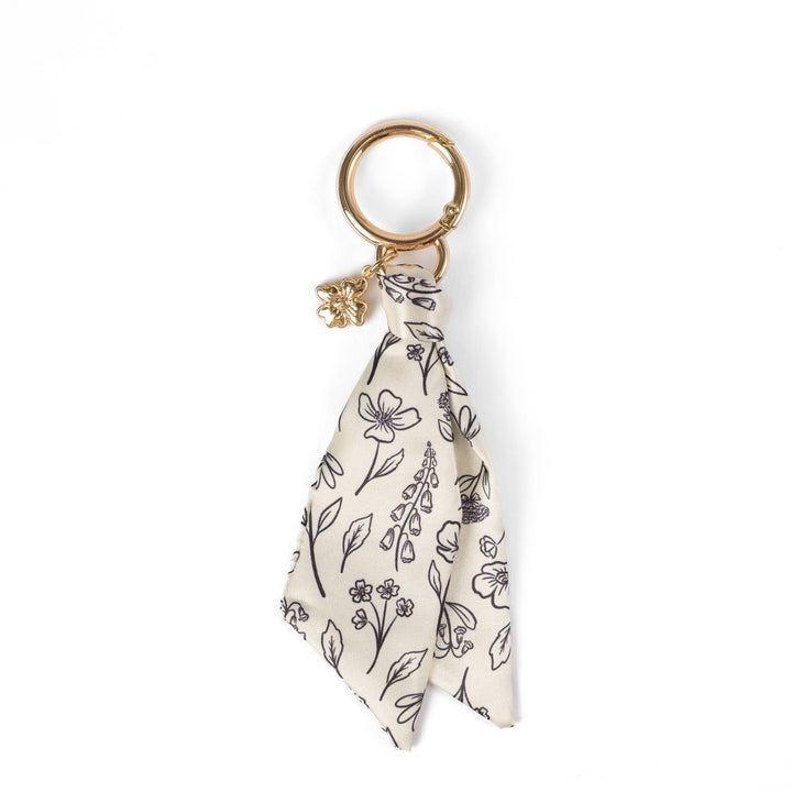 Floral Satin Keychain Blue Stripes