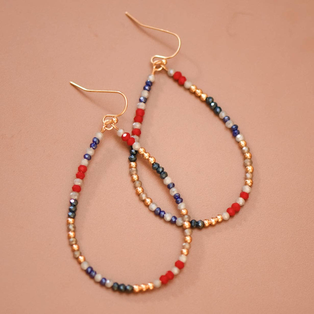Patriotic Beaded Teardrop Earrings