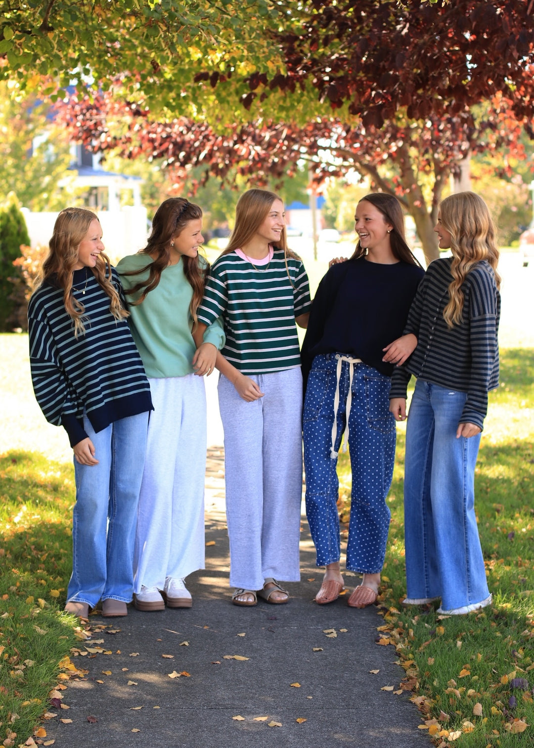 Polka Dot Denim Barrel Pants