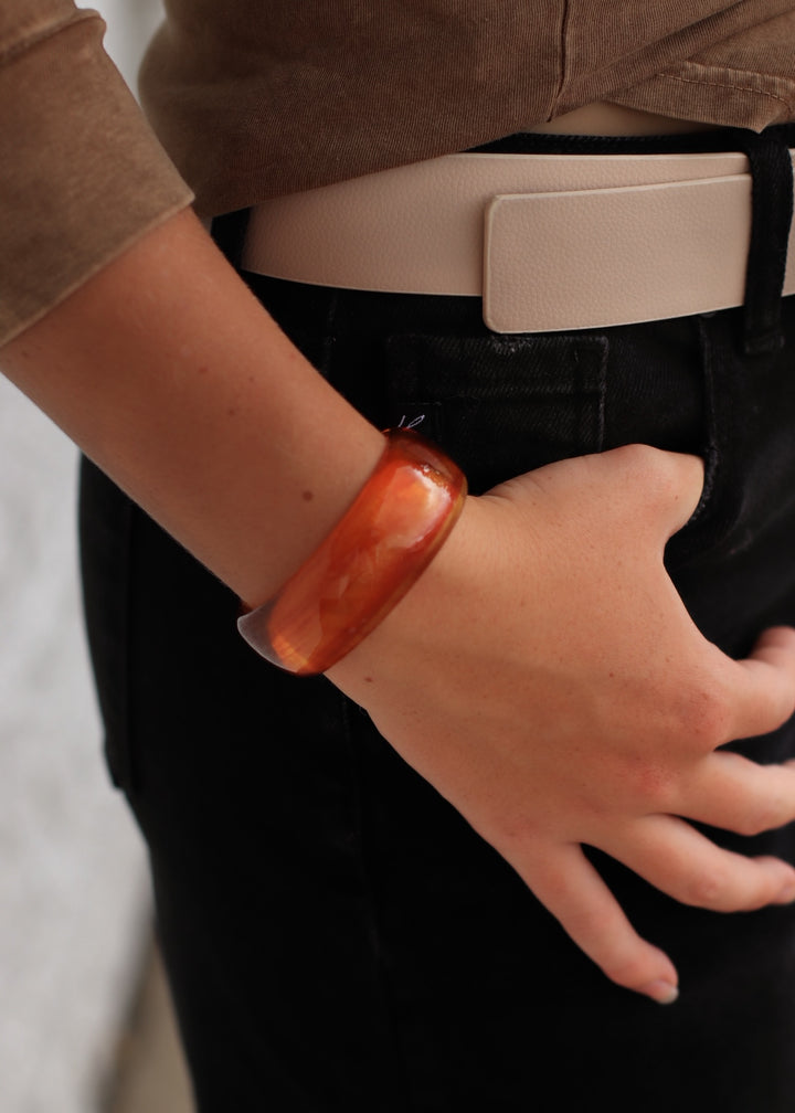 Wide Marble Resin Cuff Bracelet