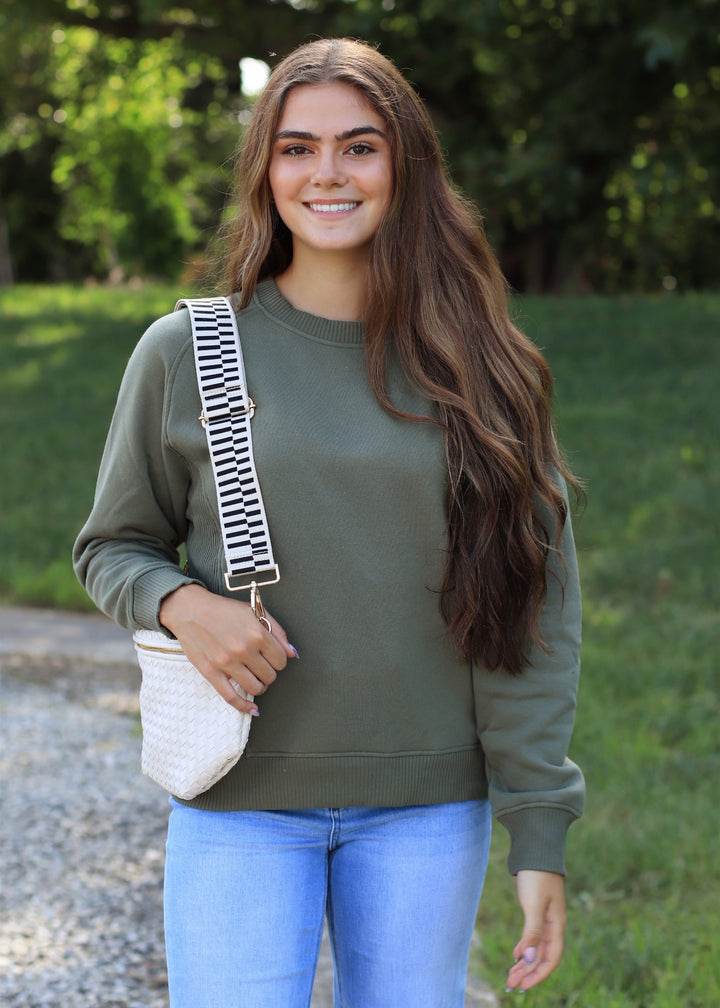The Lottie Fleece Raglan Sweatshirt in Lt Olive