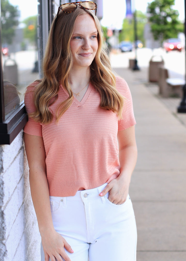 Penelope Textured Polo in Vintage Coral