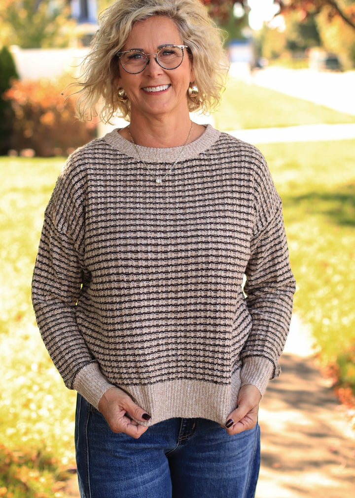 Plum Waffle Stripe Sweater