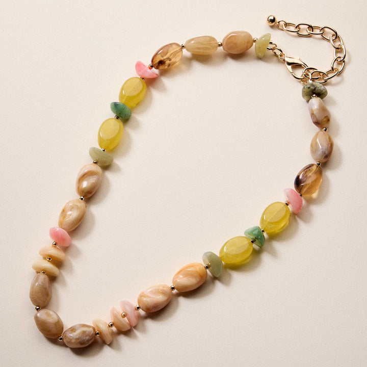 Organic Resin Bead Necklace  - Blue Combo