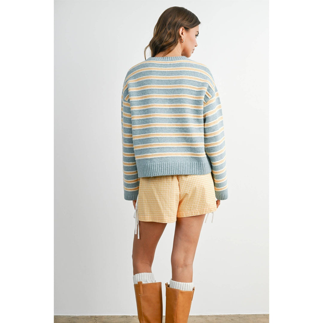 Ivory Multi Stripe Button-Up Cardigan