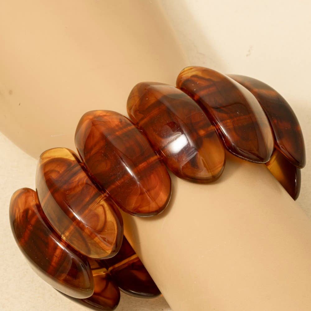 Large Oval Acetate Resin Elastic Bracelet
