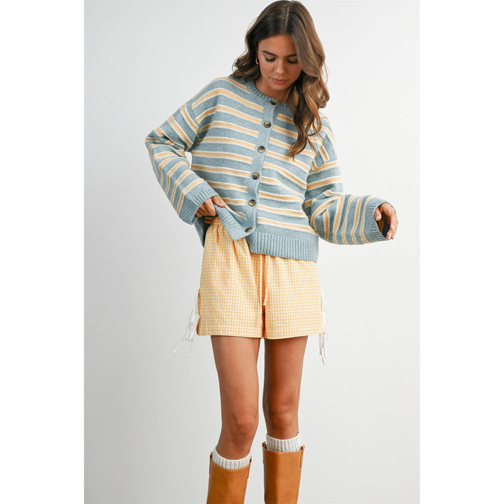 Ivory Multi Stripe Button-Up Cardigan