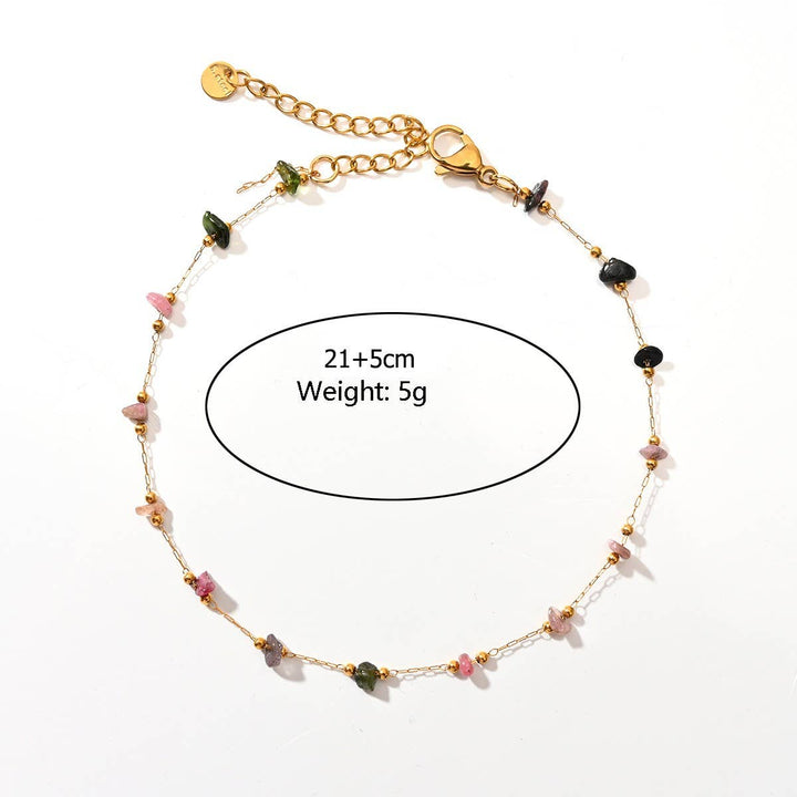 Stainless Steel Anklet with Colorful Stone Beads