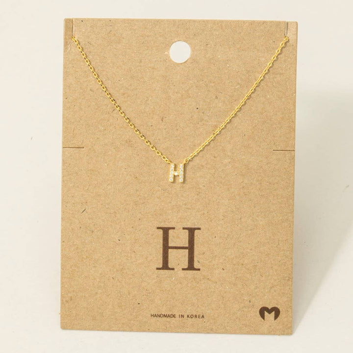 Mini Rhinestone Initial Necklace