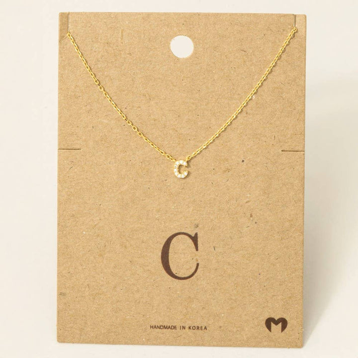 Mini Rhinestone Initial Necklace