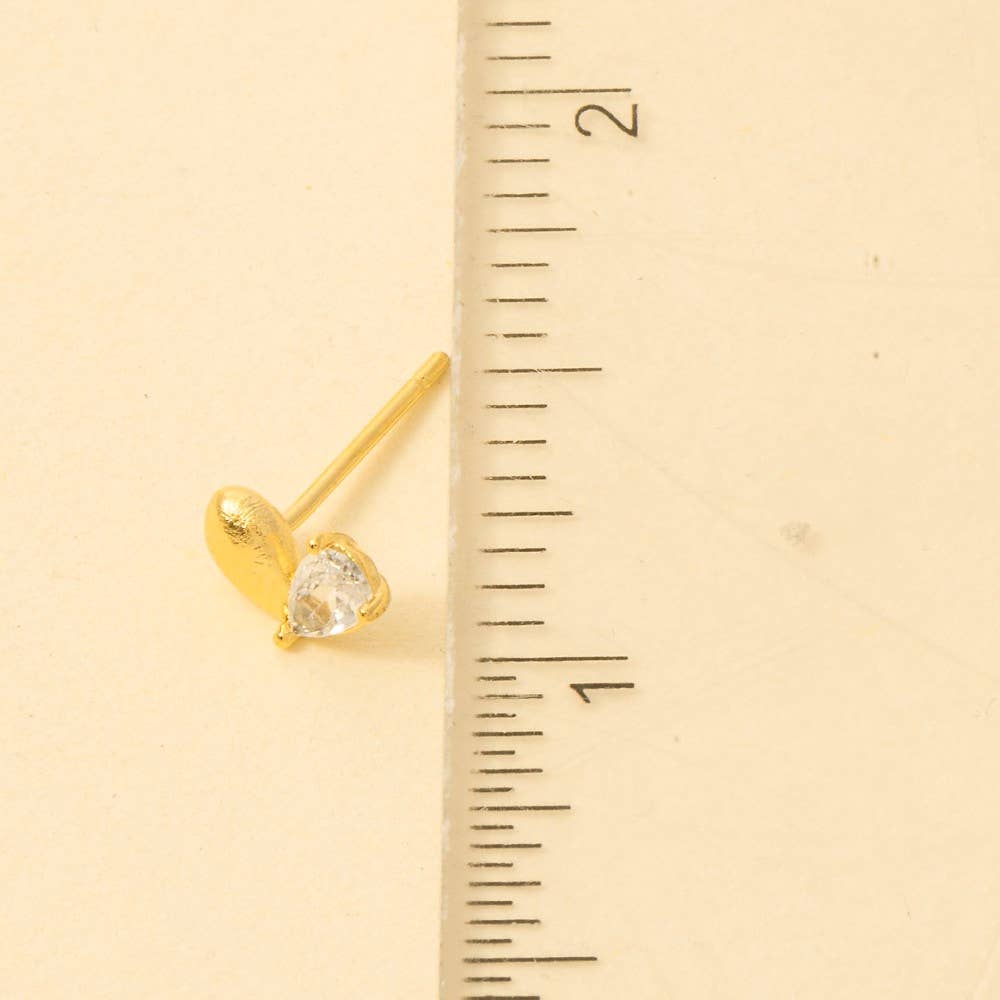 Gold Dipped And Cz Double Tear Stud Earrings