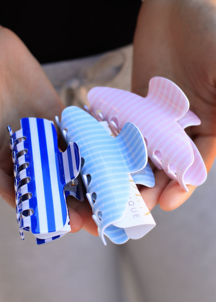 Retro Striped Rectangle Hair Claw Clip