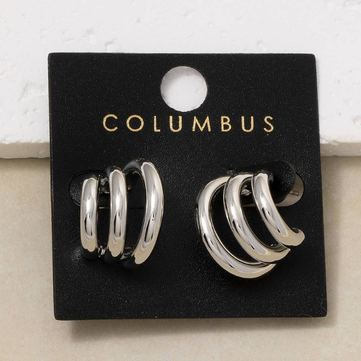 Gold Dipped Three Row Hoop Earrings