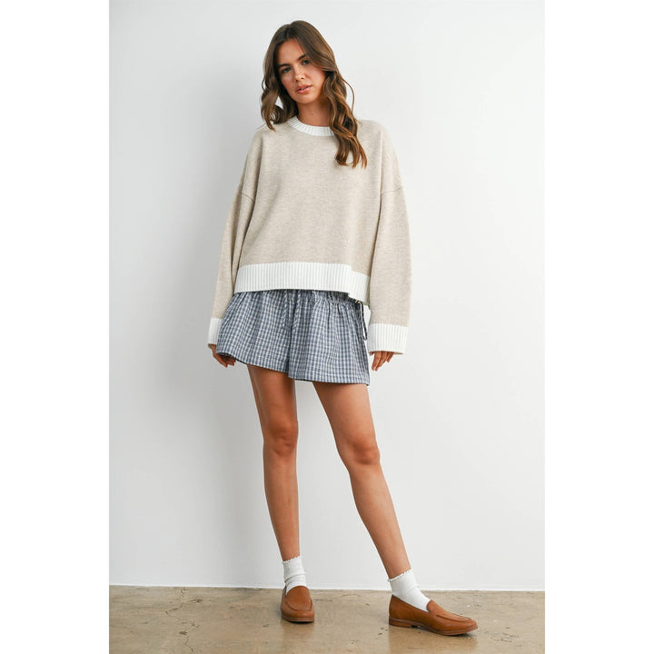 Cozy Contrast Trim Sweater