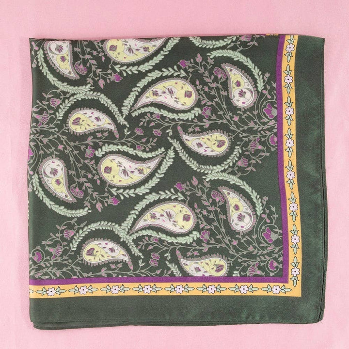 Paisley Floral Print Satin Square Scarf