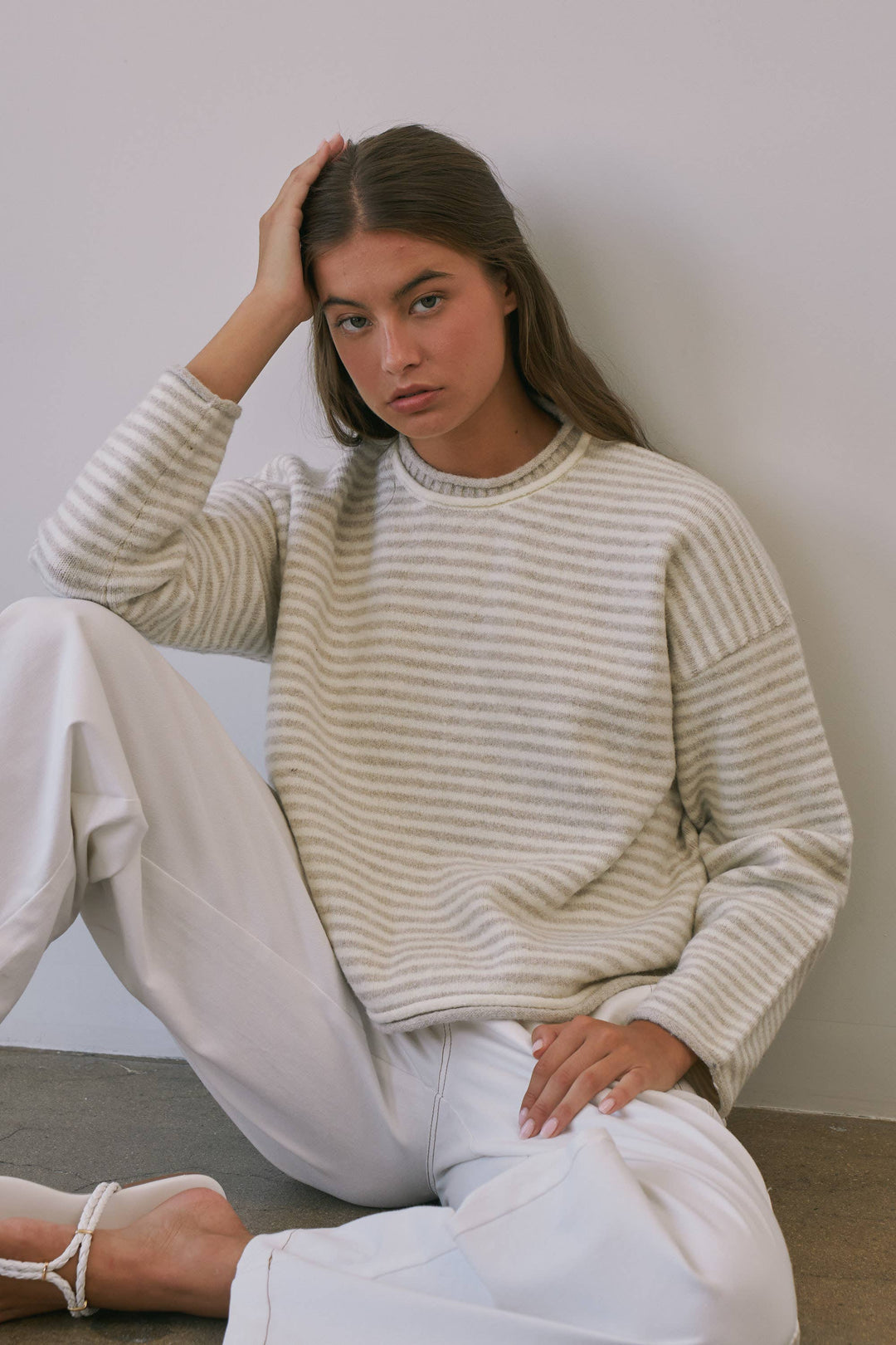 Trina Stripe Contrast Layered Roll Neck Sweater