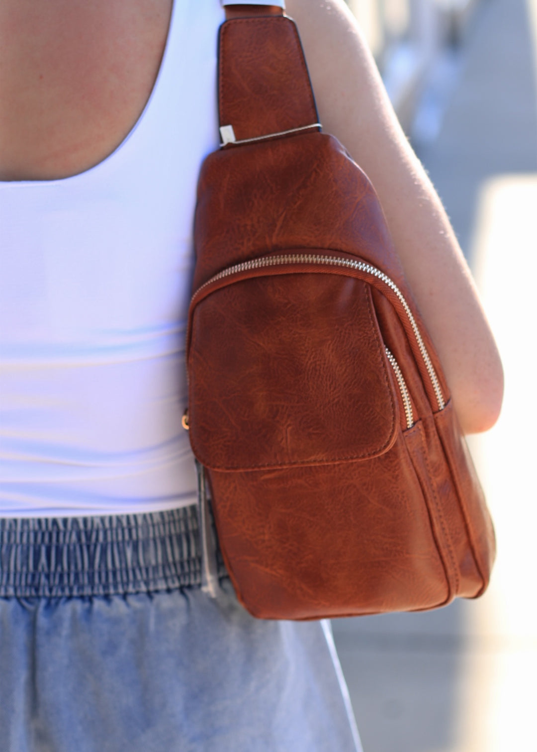 Vegan Leather Fashion Flap Sling Bag