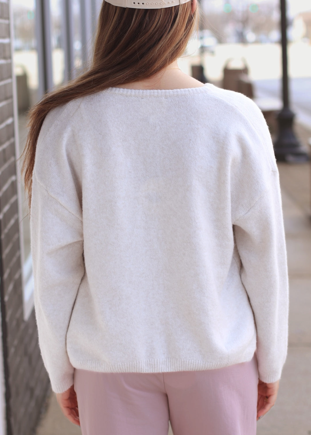 RESTOCK Ivory Ease Crew Neck Sweater Cardigan