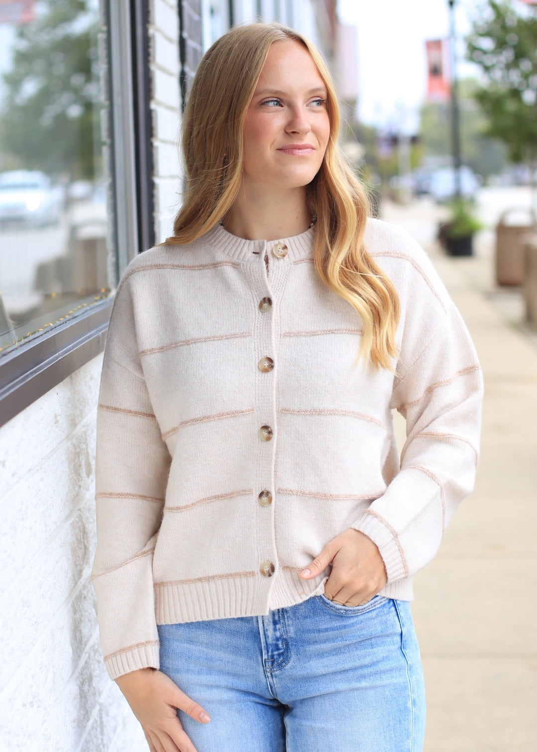 Fine Line Stripe Cardigan