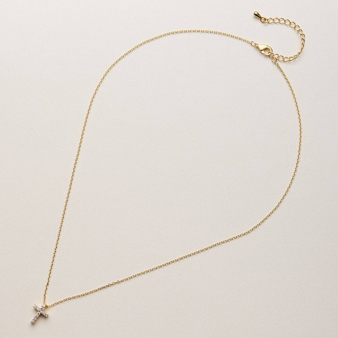 Gold Dipped Cross Pendant Necklace – Dainty CZ Christian Jewelry