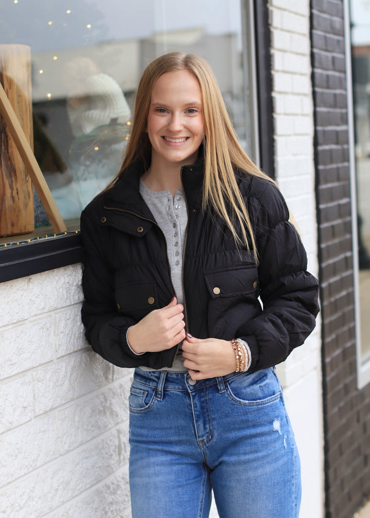 CLEARANCE FINAL SALE  CLEARANCE FINAL SALE  Beatrice Cropped Cargo Puffer Jacket