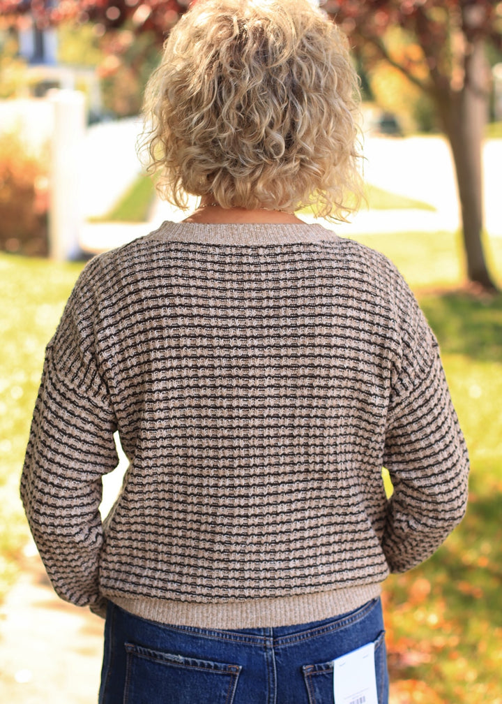 Plum Waffle Stripe Sweater
