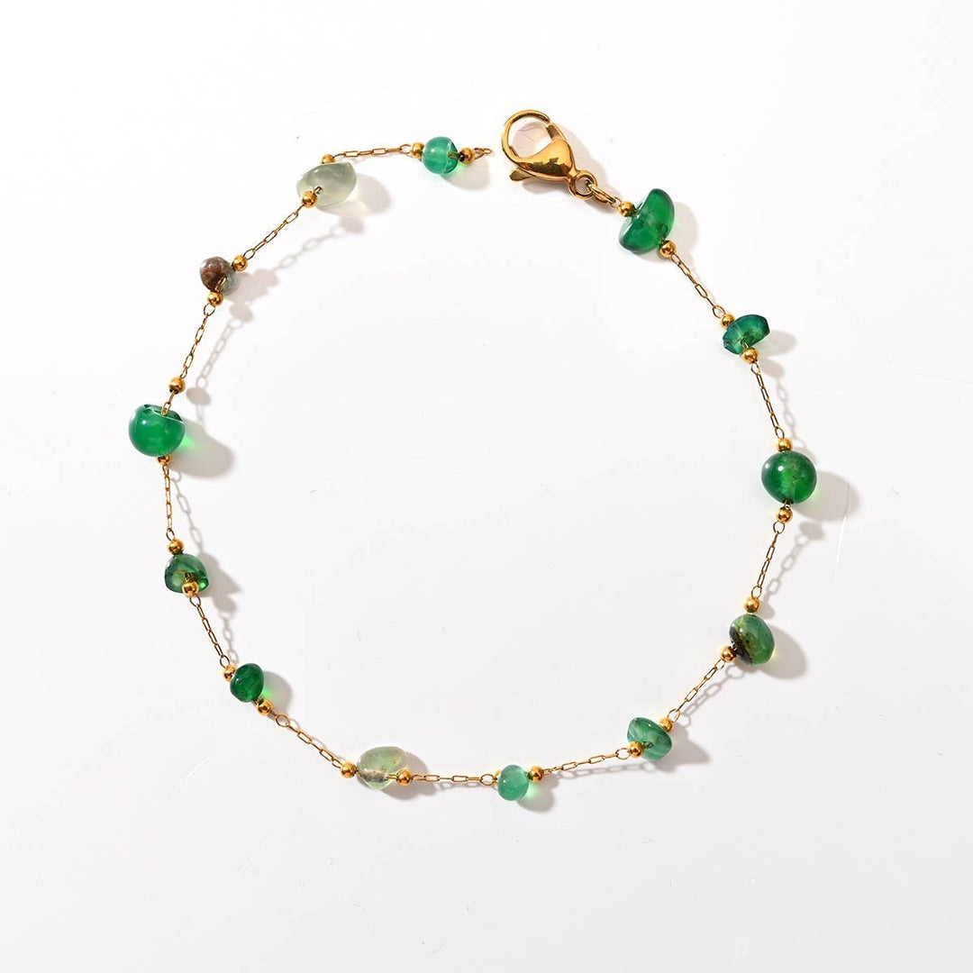 Stainless Steel Anklet with Colorful Stone Beads