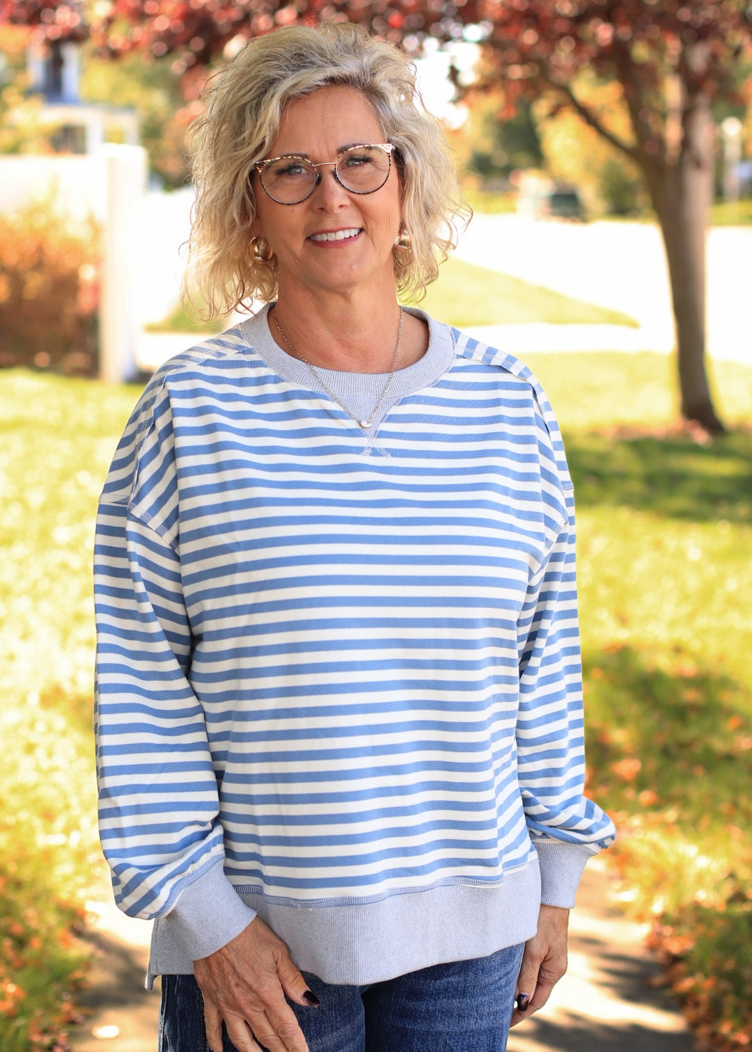 Stripe Comfy Casual Oversized Knit Top