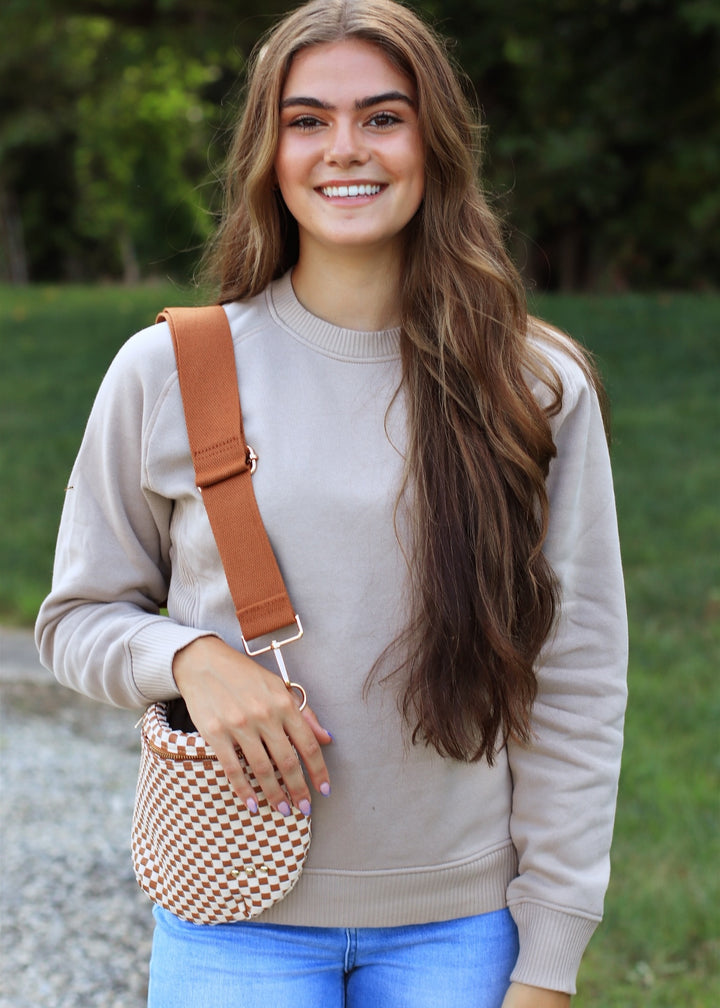 The Lottie Fleece Raglan Sweatshirt in Ash Mocha