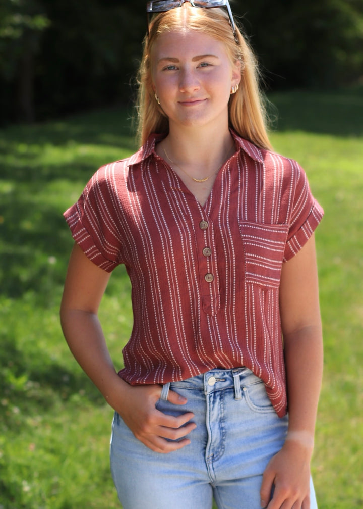 The Maren Burgundy Blouse
