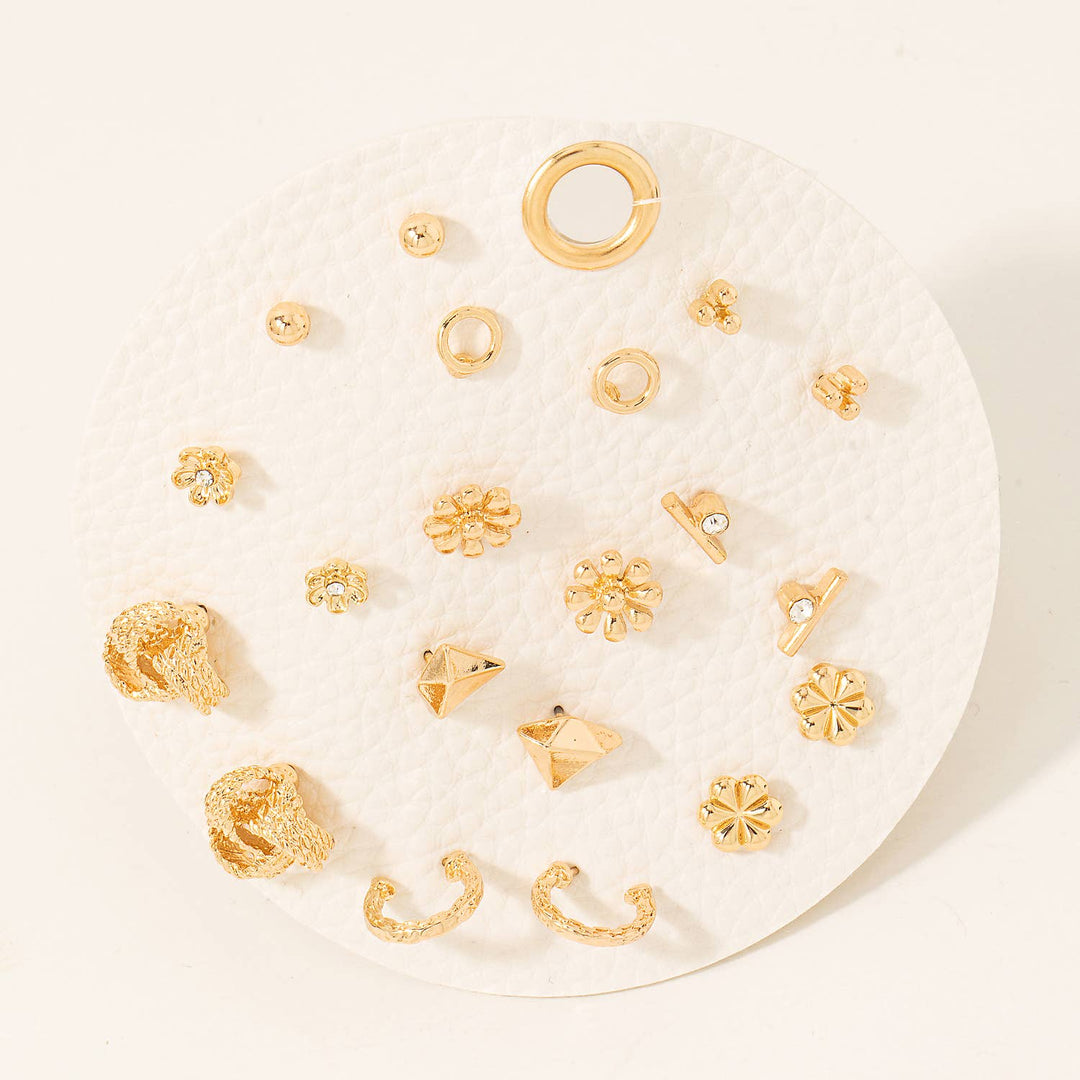 Mixed Styled Stud And Hoop Earrings Set