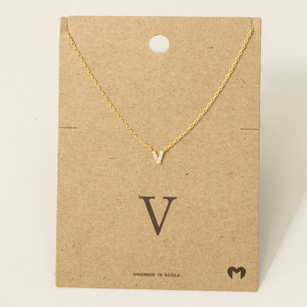 Mini Rhinestone Initial Necklace