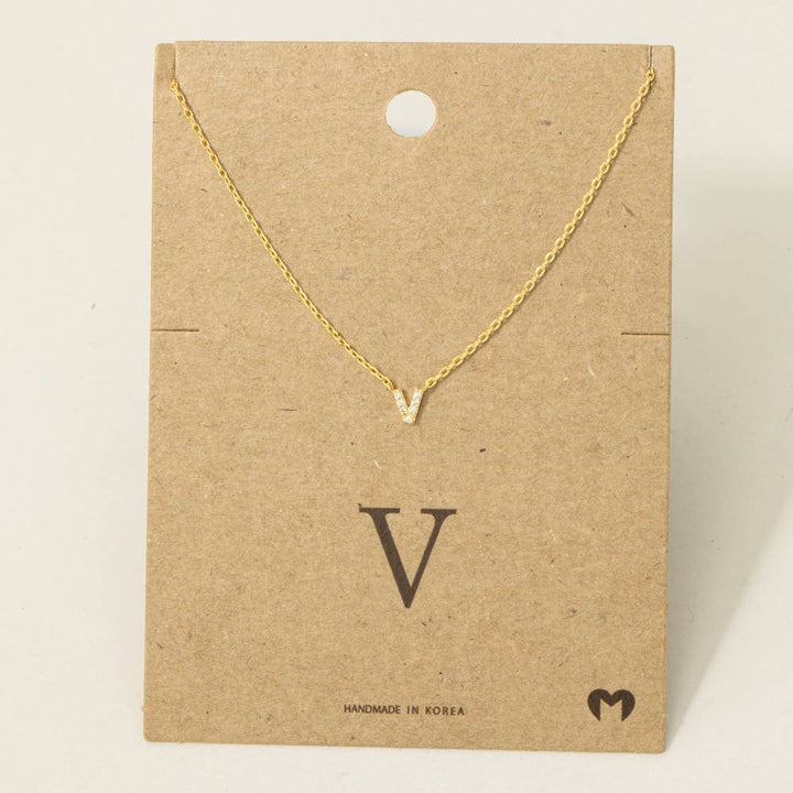 Mini Rhinestone Initial Necklace