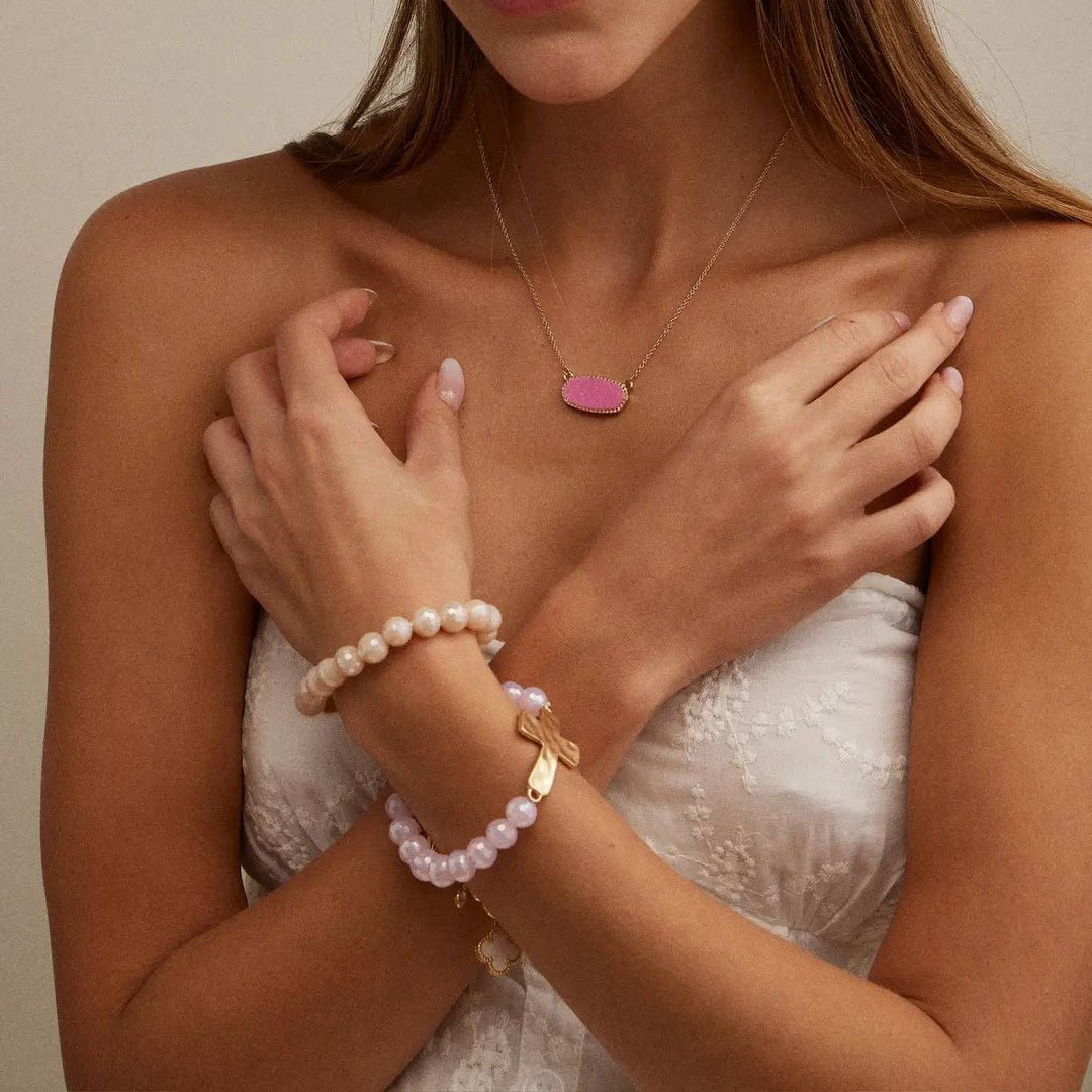 Pink Stone Charm Necklace