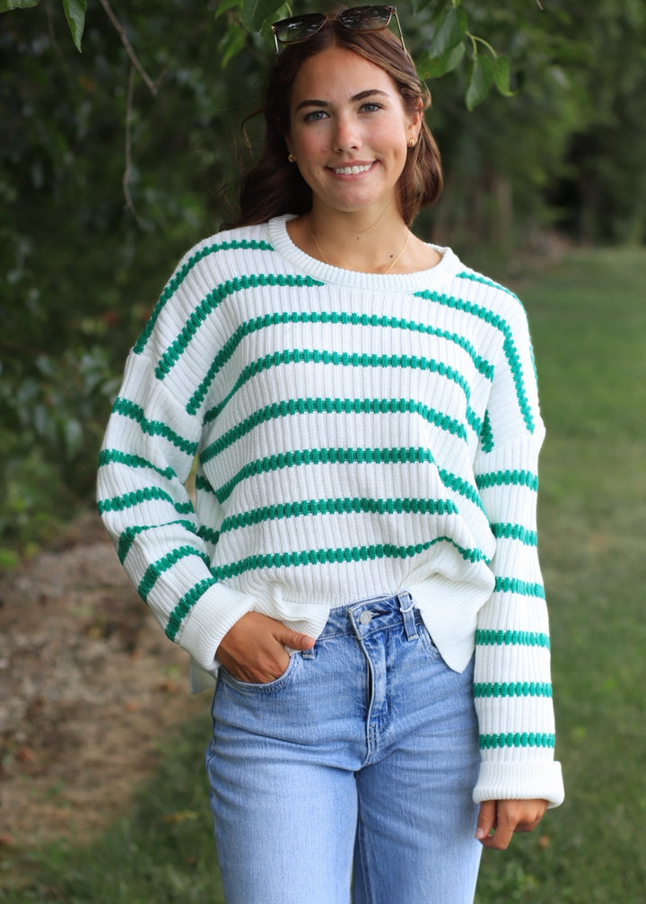 Kelly Boat Neck Striped Knit Sweater