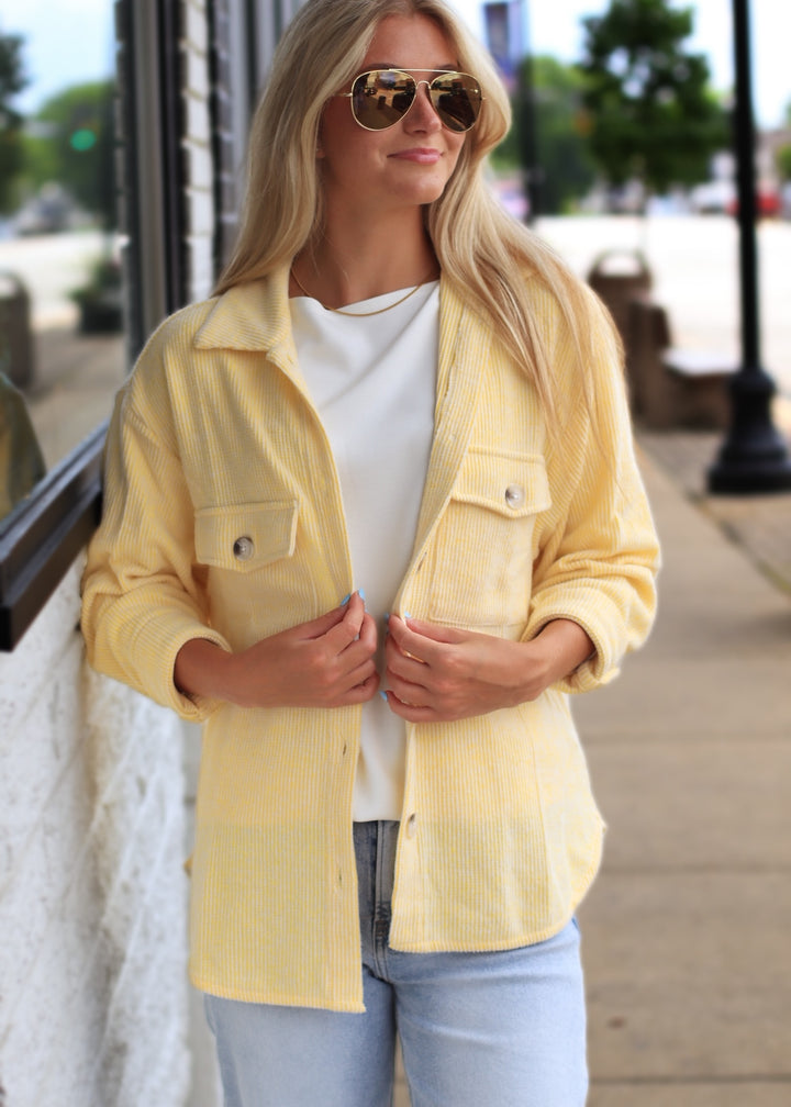 RESTOCK Fall Season Two Tone Shacket in Yellow