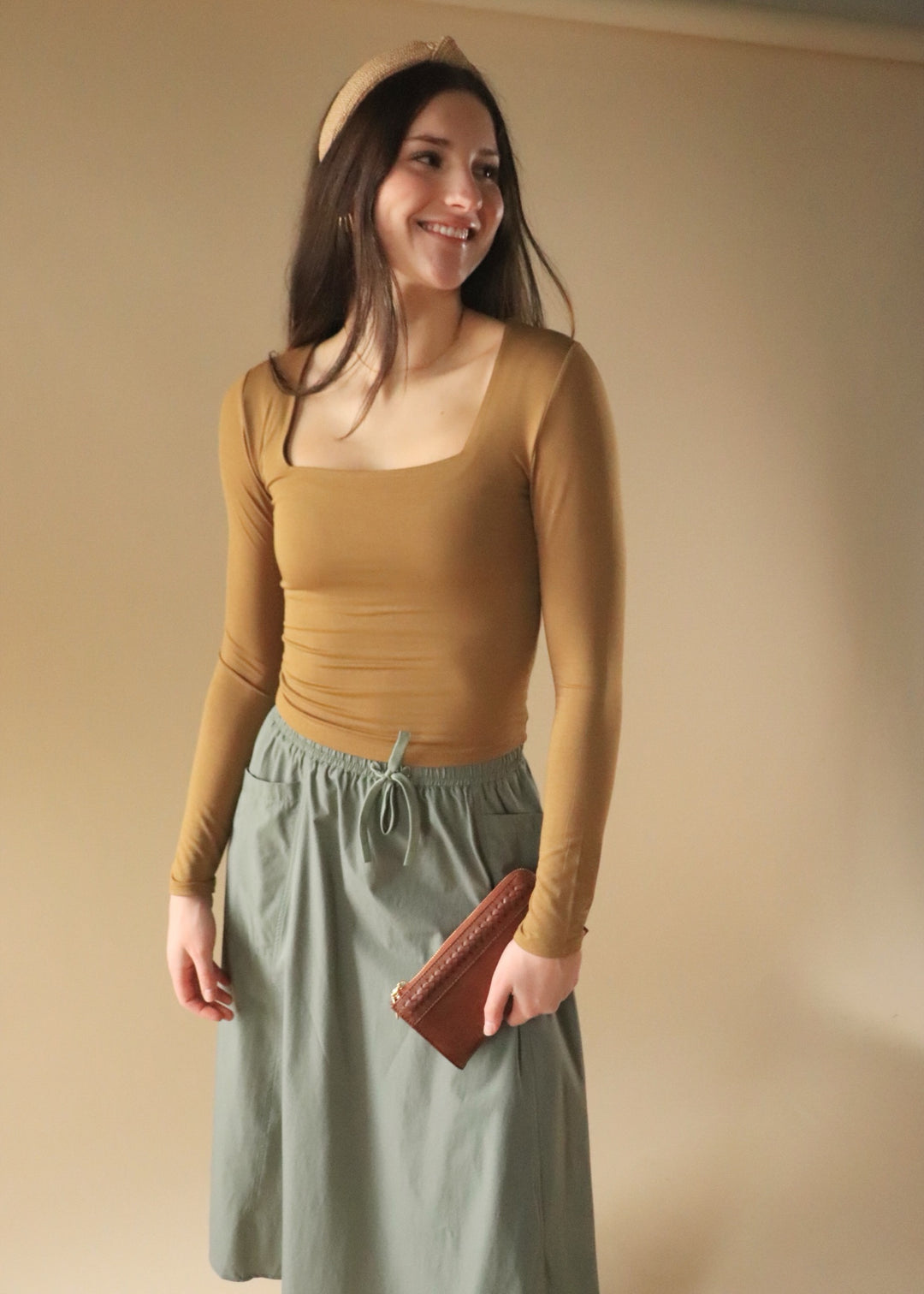 Basic Square Neck top in Barley