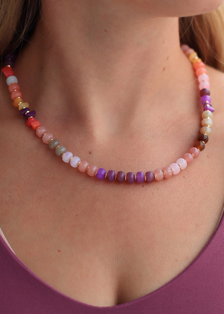 Colorful Beaded Necklace | Adjustable Multi-Color Boho Bead Chain