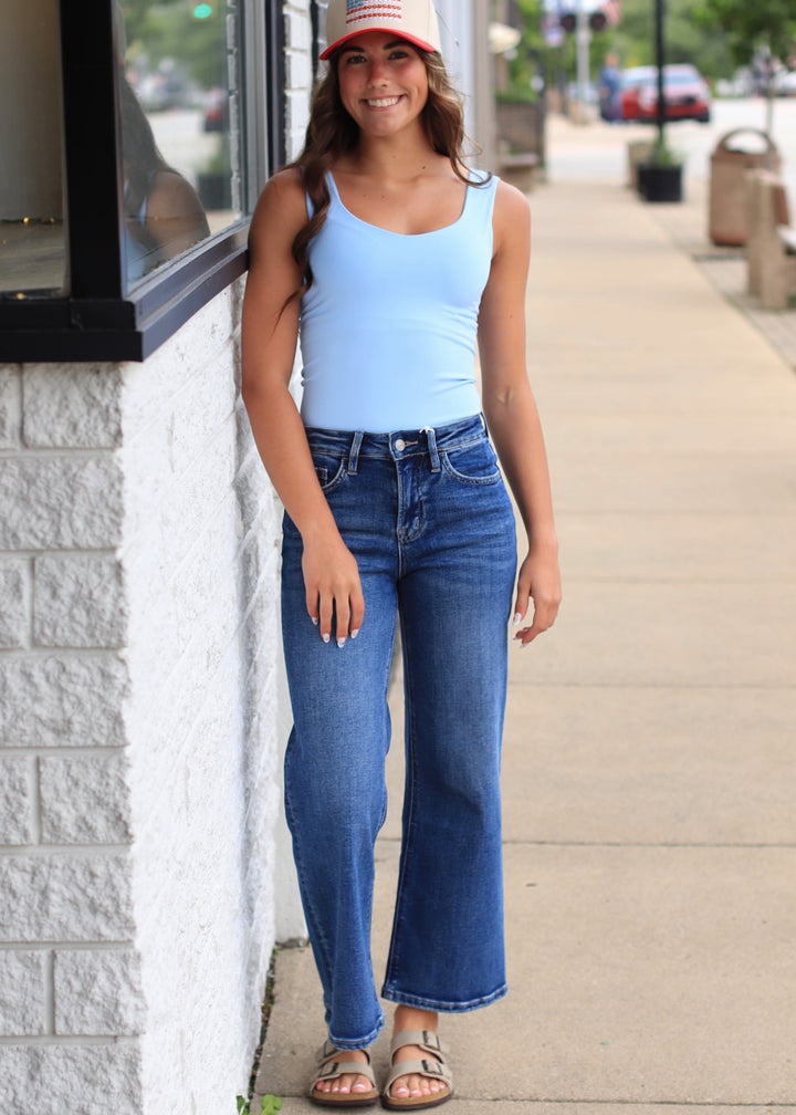 Clean Line Sweet Heart Tank in Serene Blue