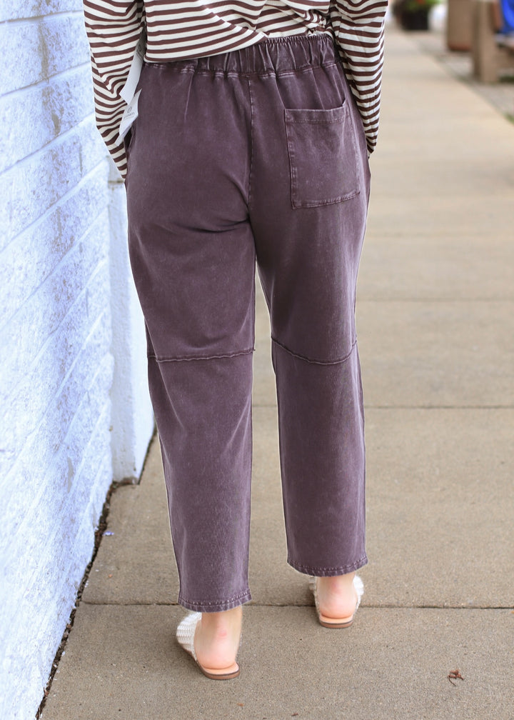 Mineral Wash Cropped Straight Leg Pants