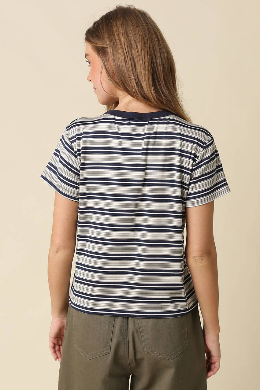 Mila Stripe Baby Tee in Cream &amp; Brown