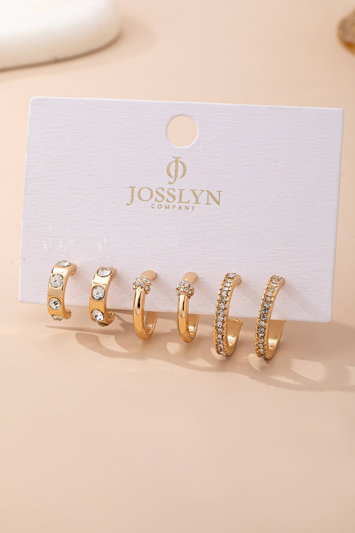 Gold-Tone Crystal Huggie Hoop Earring Set
