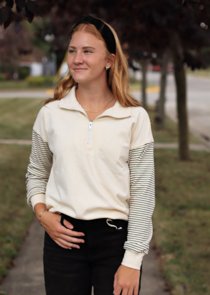 Between the Lines Half Zip Mock Neck Sweatshirt