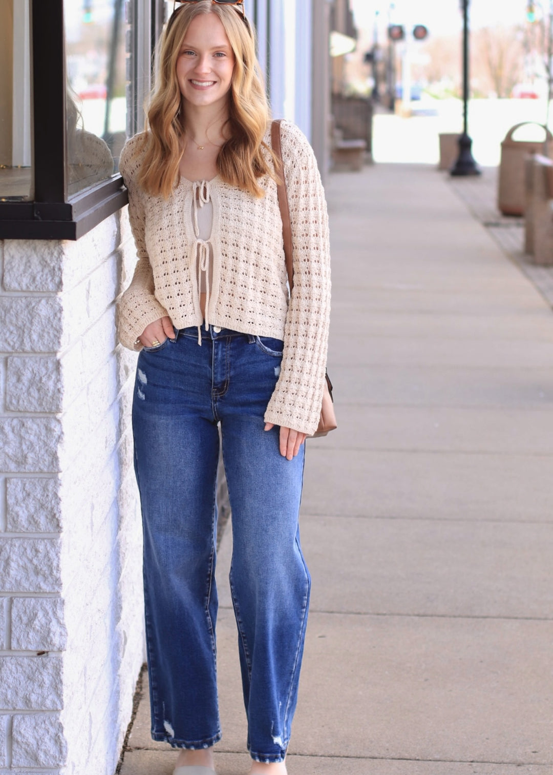 The Stevie Bow Cardigan — Natural