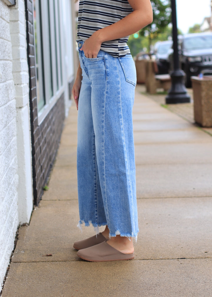 The Jaylen High Rise Crop Wide Leg Jeans