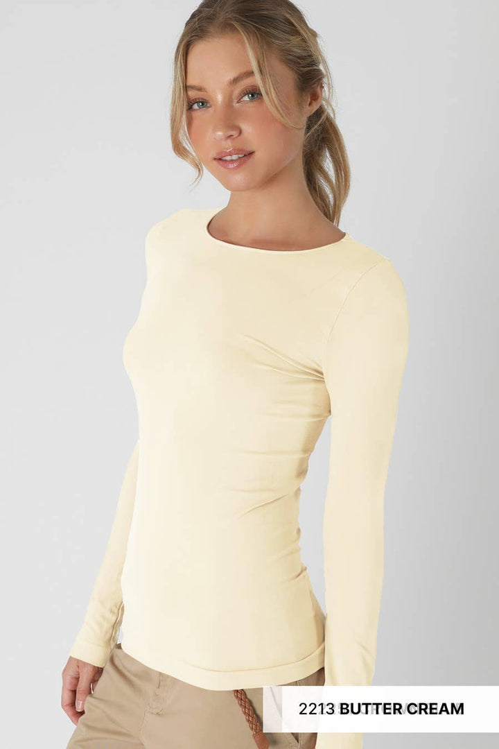 Long Sleeve Crew Neck Top in Black