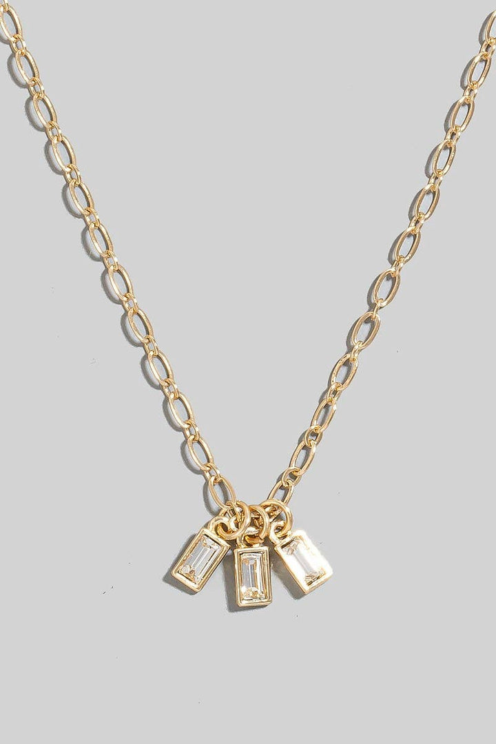 RESTOCK Faceted Glass Baguette Charms Chain Necklace