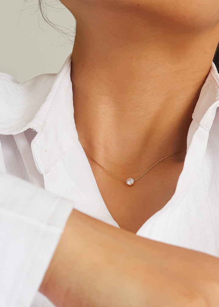 Ciara 18K Non-Tarnish Petite Round CZ Necklace
