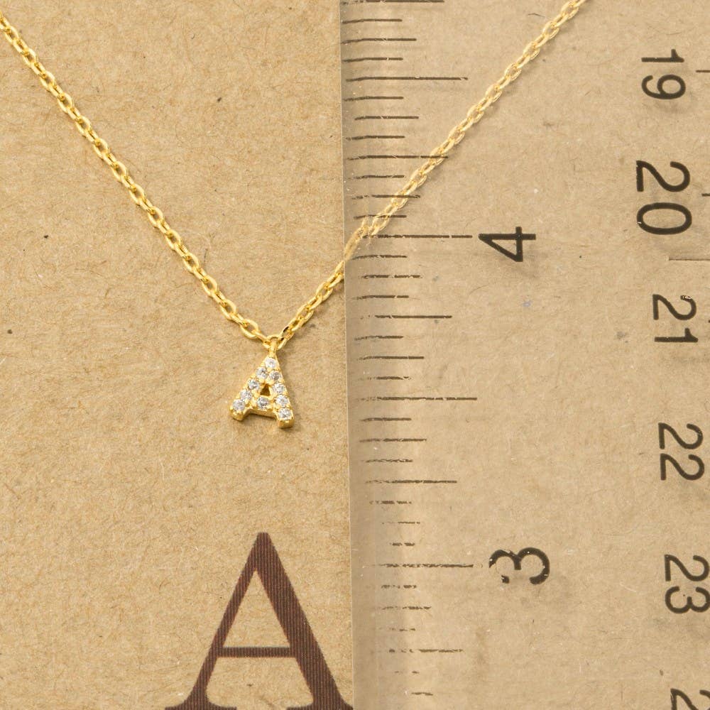 Mini Rhinestone Initial Necklace