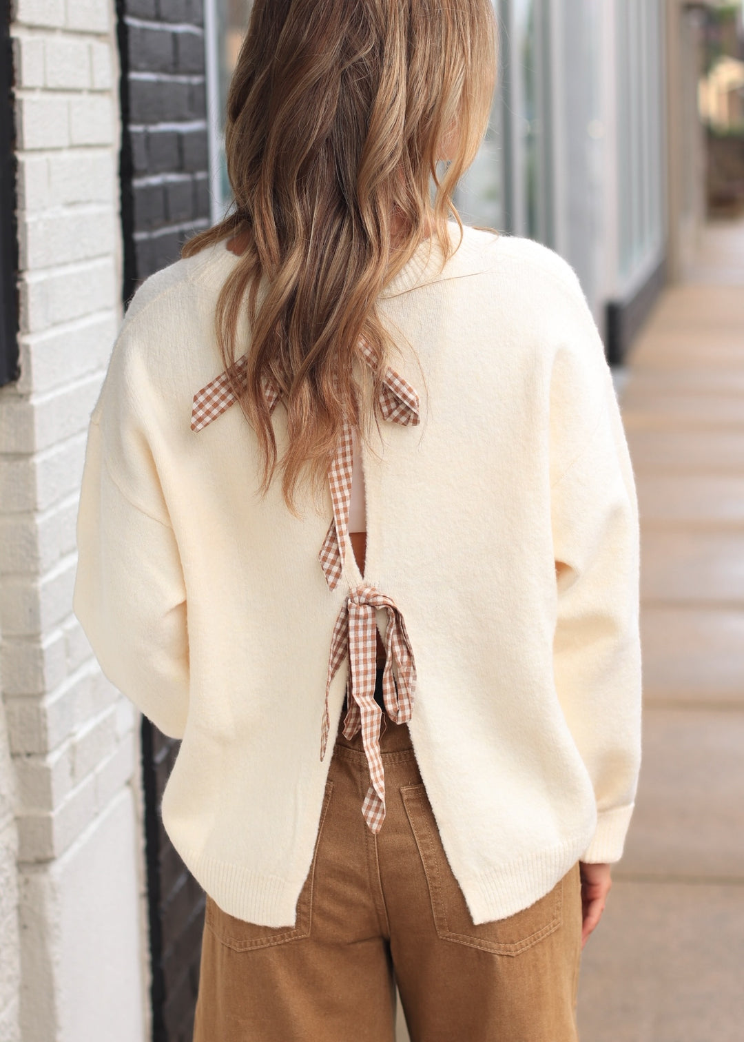 Autumn Gingham Back Sweater